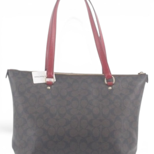 COACH Signature Tote with Red Handles