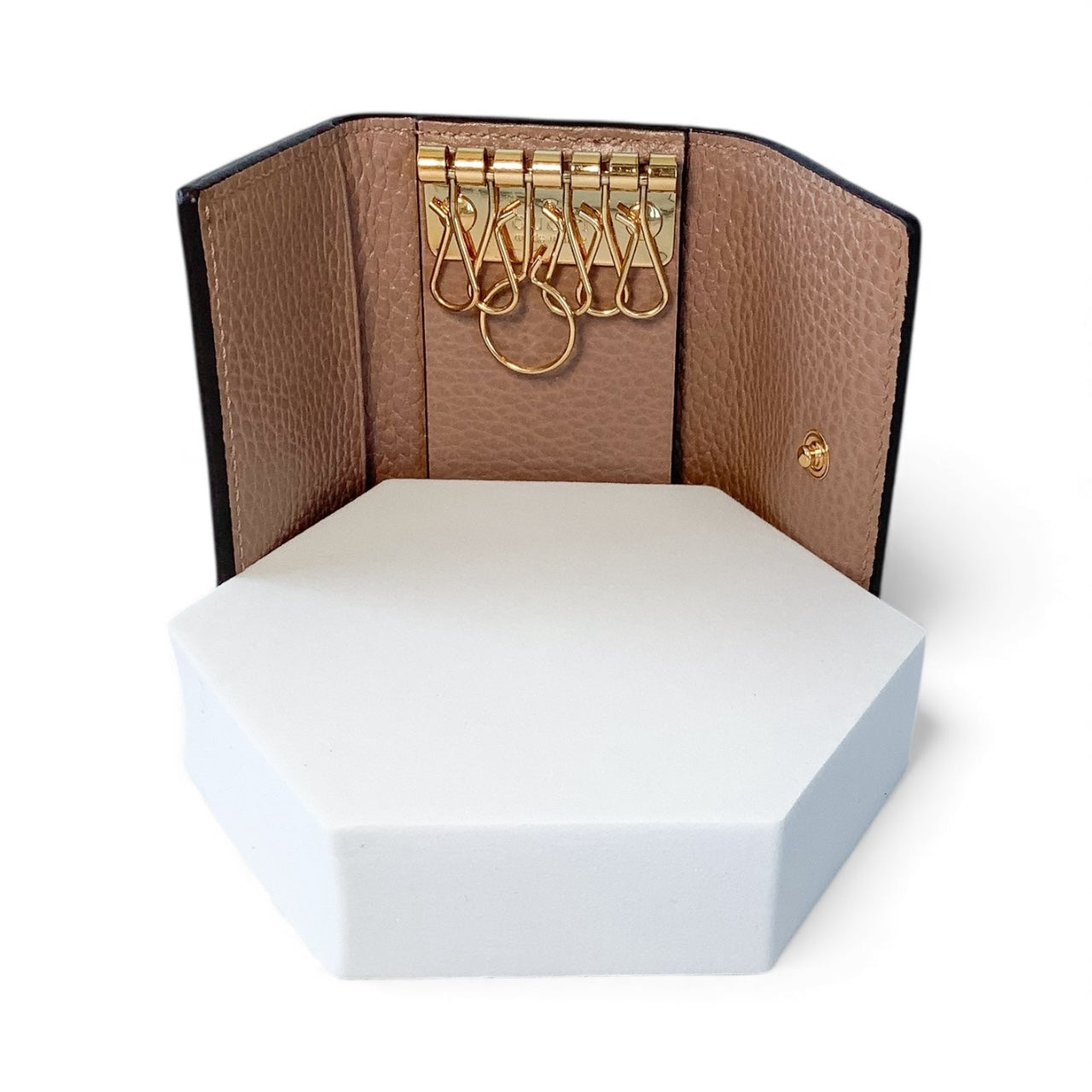 Gucci Beige GG Supreme Key Case – Leather & Canvas