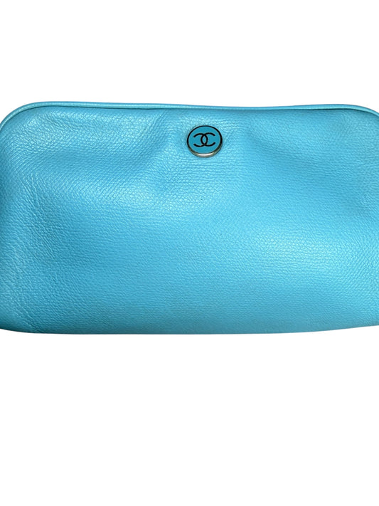 CHANEL LIGHT BLUE COSMETIC POUCH