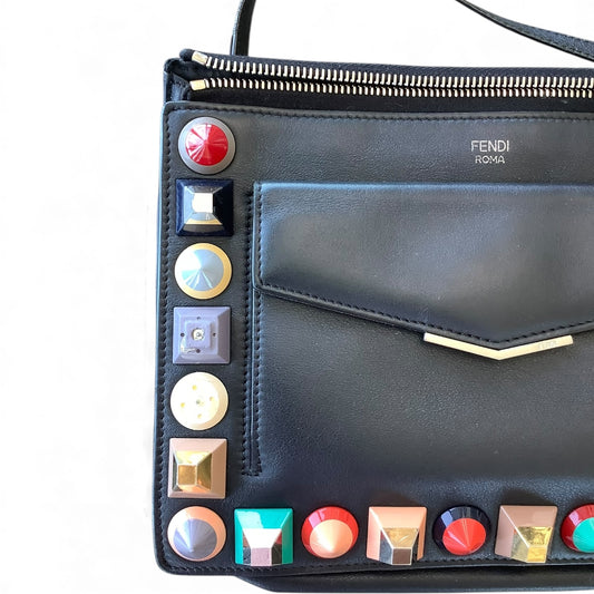 Fendi Studded Crossbody & Clutch – Black Multicolour