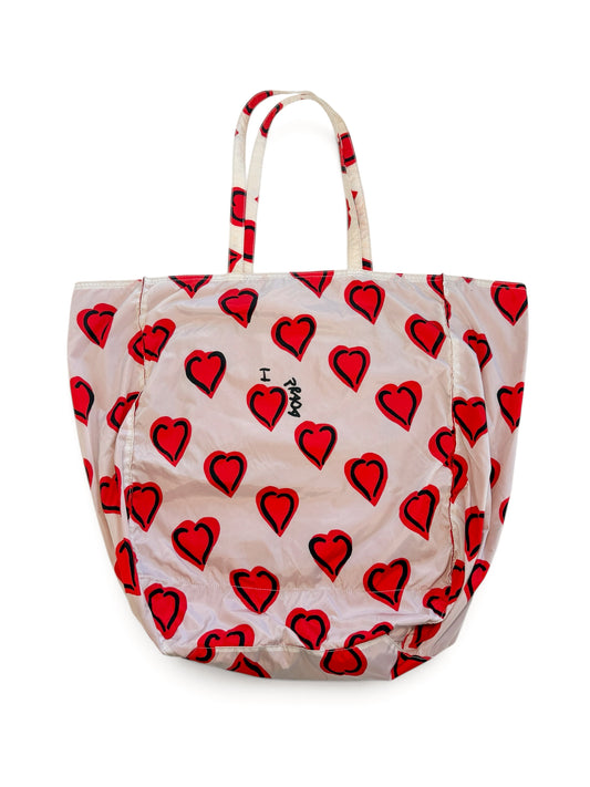 Prada Heart Print Nylon Tote Bag