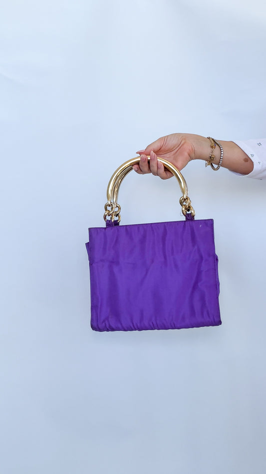 Prada Nylon Tote with Gold Handles