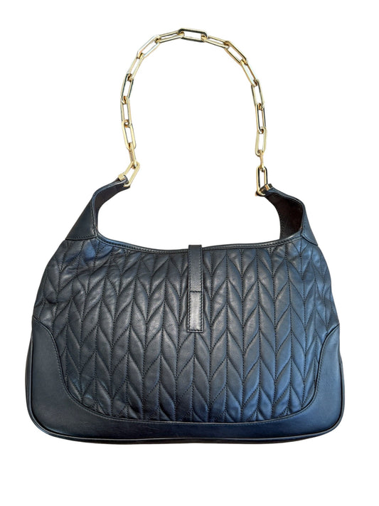 Gucci Tom Ford Era Jackie Matelassé Black Leather Chain Shoulder Bag