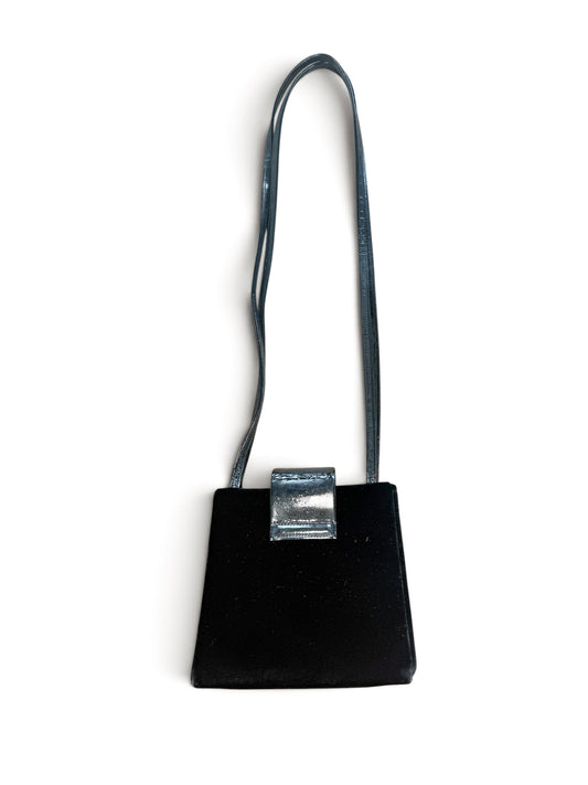 Yves Saint Laurent Heart Rhinestone Velvet Shoulder Bag