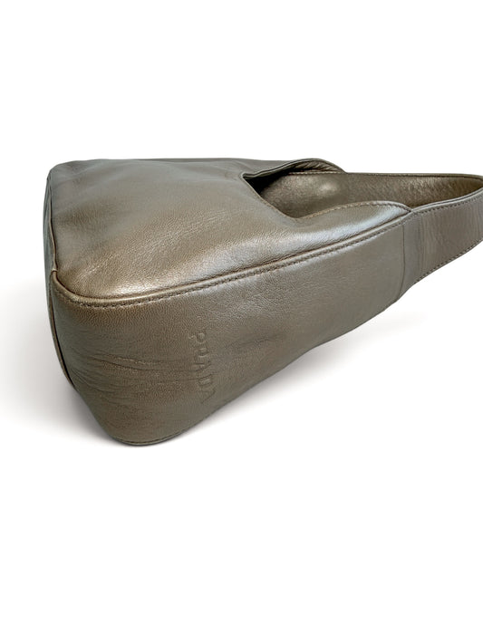 Prada Metallic Leather Hobo Bag – Champagne