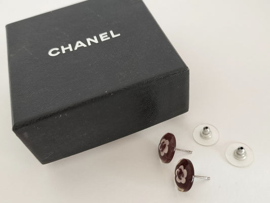 Chanel Camellia CC Resin Stud Earrings