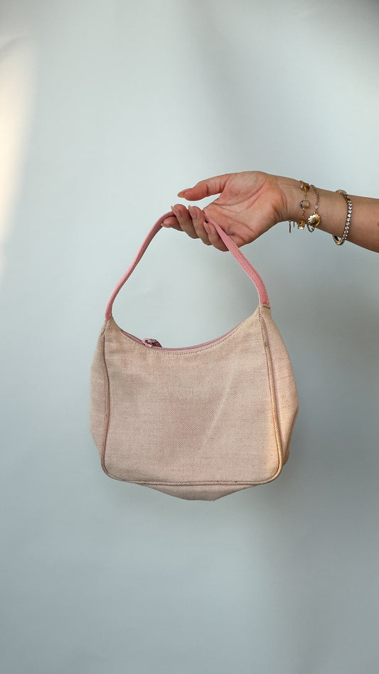 PRADA PINK CANVAS HANDBAG