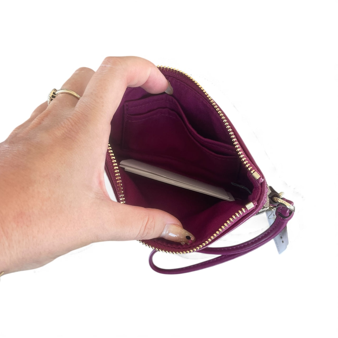 COACH Signature Wristlet – Mulberry Trim