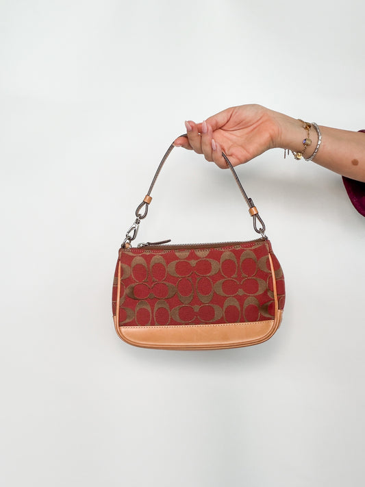 Coach Red and Gold Signature Shoulder Bag