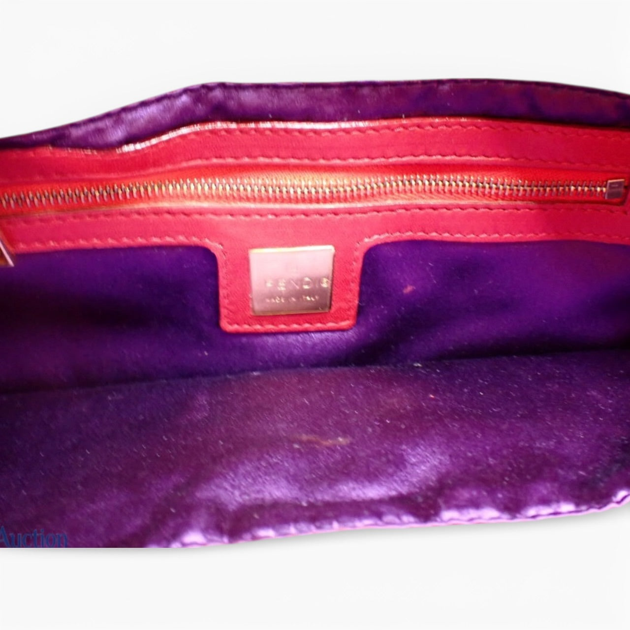 Fendi Red Suede Baguette – Glitter Logo Hardware