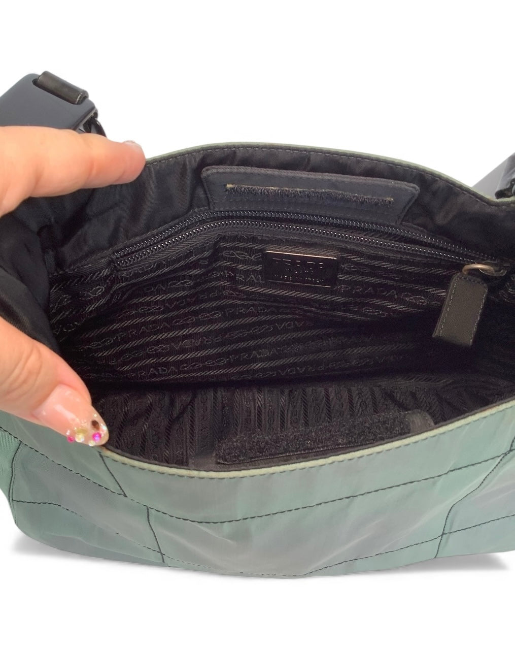 Prada Vintage Nylon Shoulder Bag - Khaki Green