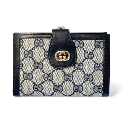 Vintage Gucci GG Supreme Canvas & Black Leather Wallet