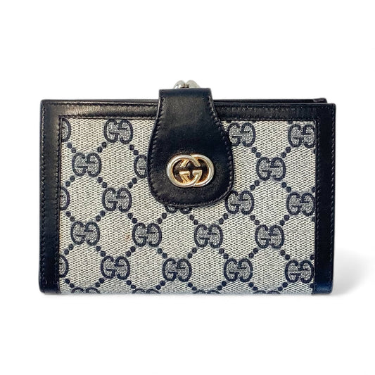 Vintage Gucci GG Supreme Canvas & Black Leather Wallet