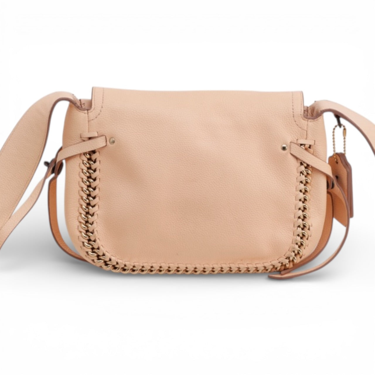 Coach Nude Leather Shoulder Bag with Chain Detail