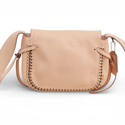 Coach Nude Leather Shoulder Bag with Chain Detail