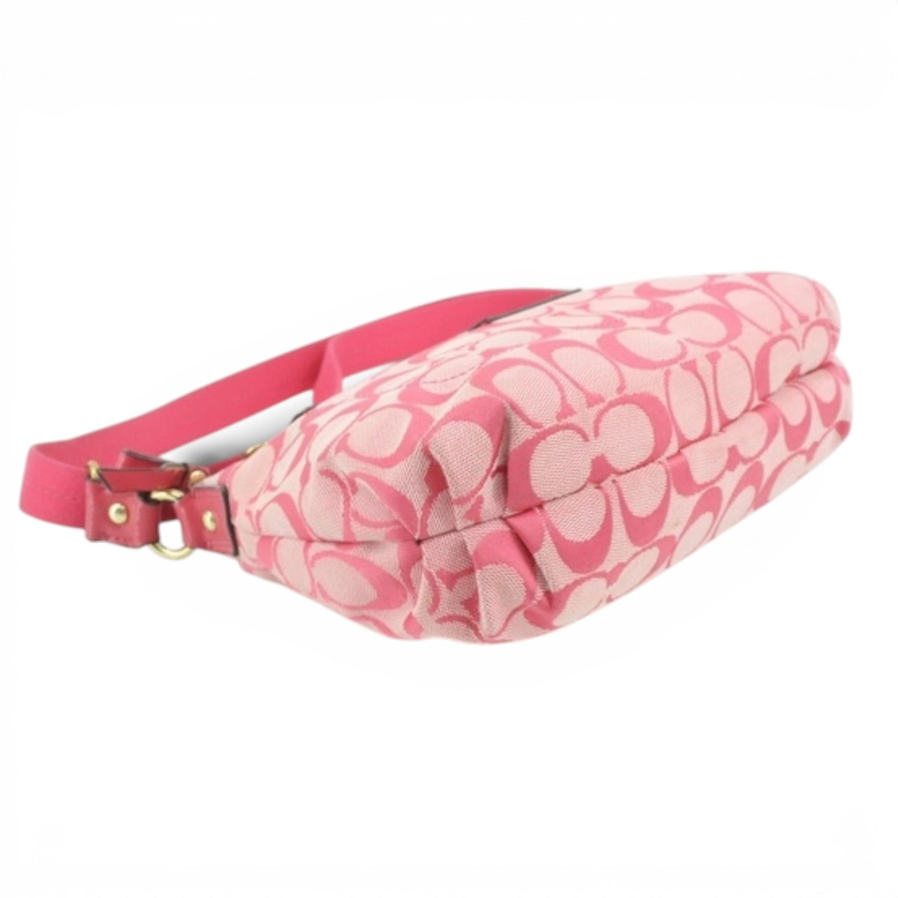 COACH Signature Pink Shoulder Bag with Heart Charm