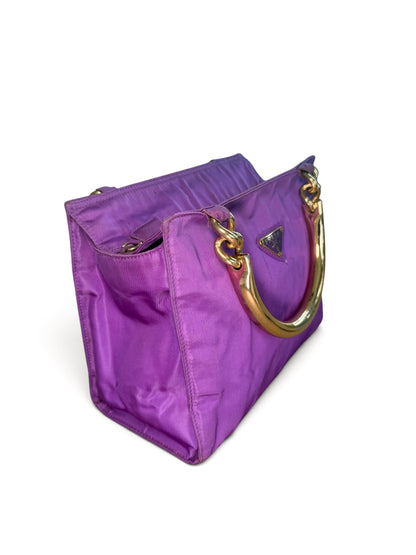 Prada Nylon Tote with Gold Handles