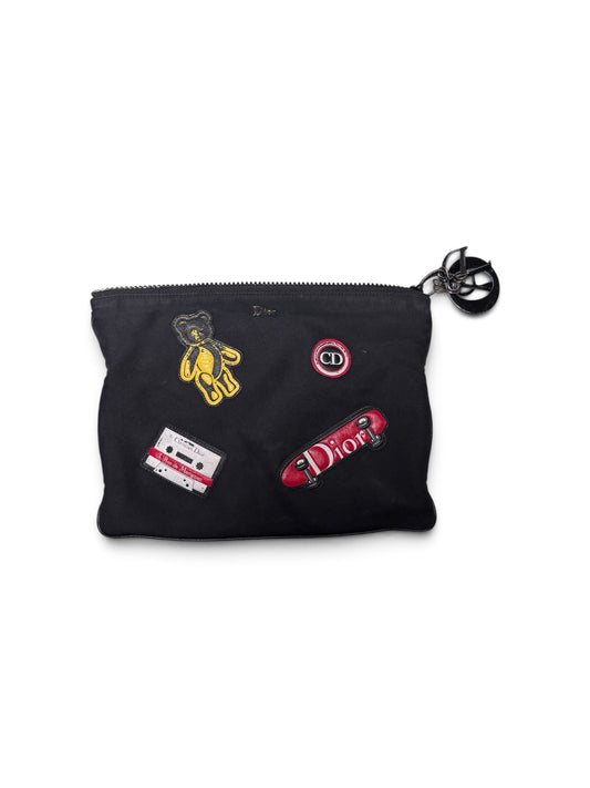 Christian Dior Black Rubber Patch Clutch