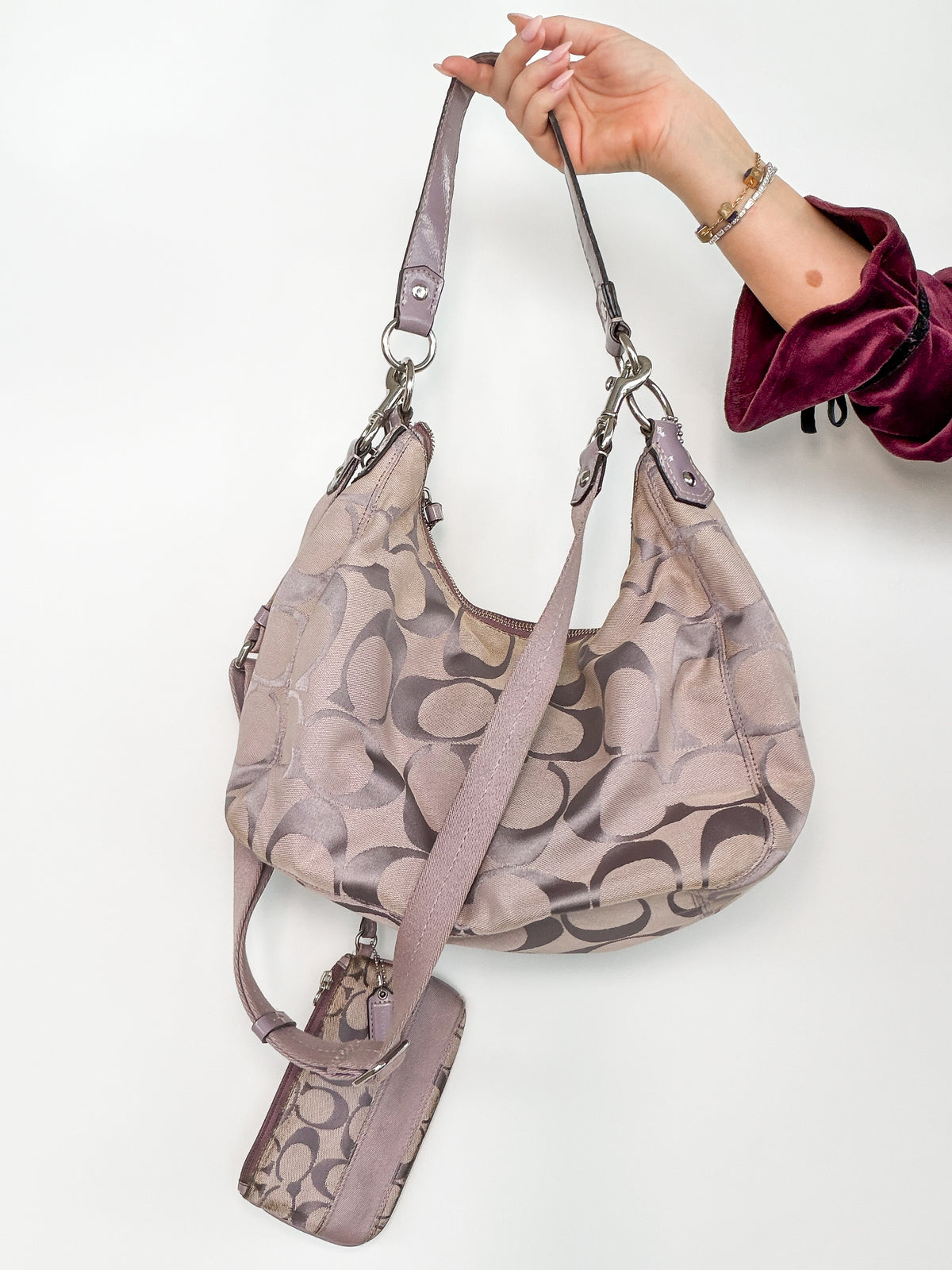 Coach Lilac Signature Shoulder Bag with Matching Pouch