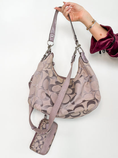 Coach Lilac Signature Shoulder Bag with Matching Pouch