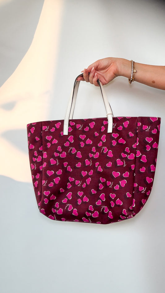 Gucci Heart Print Tote – Burgundy