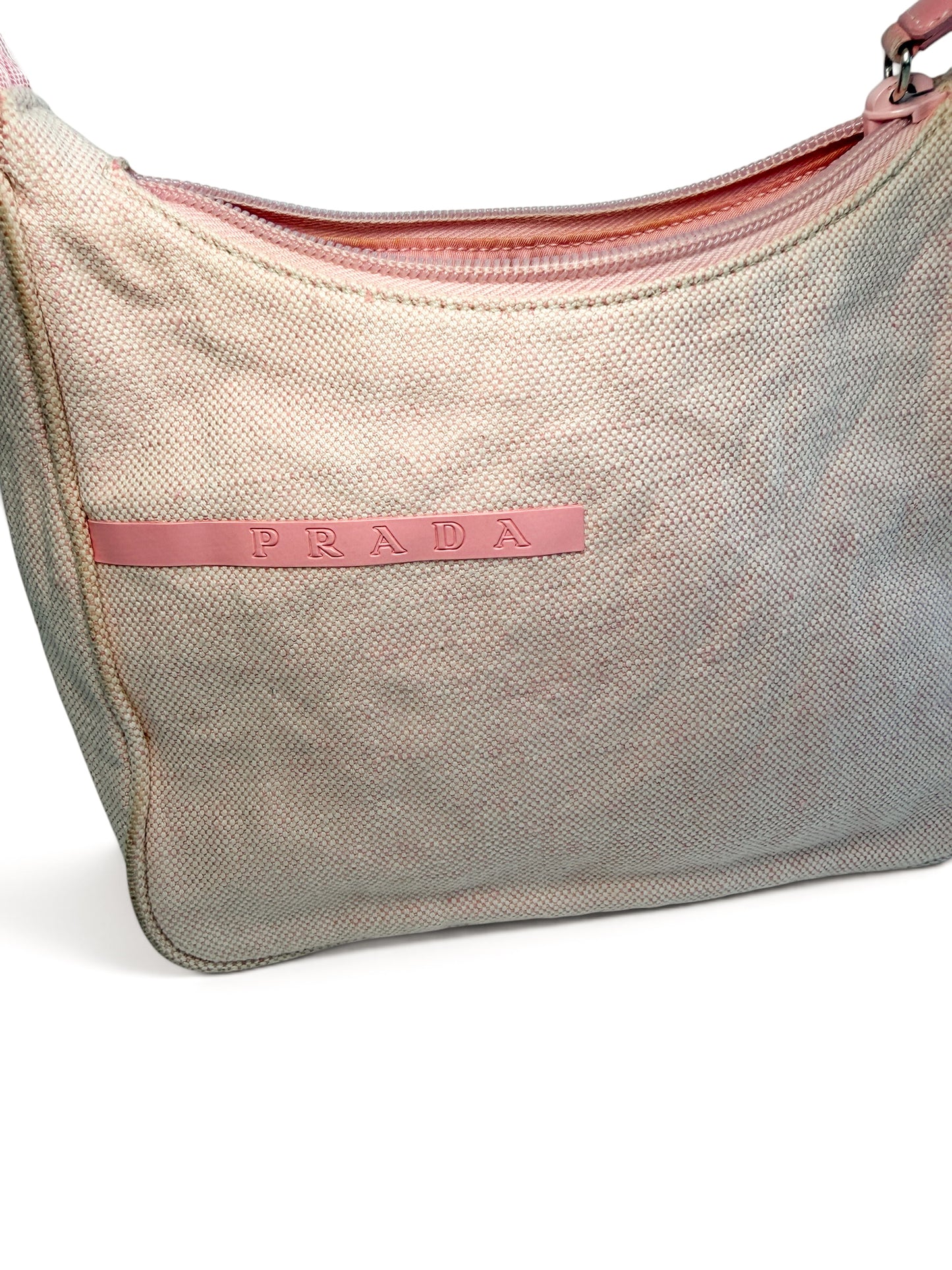 PRADA PINK CANVAS HANDBAG