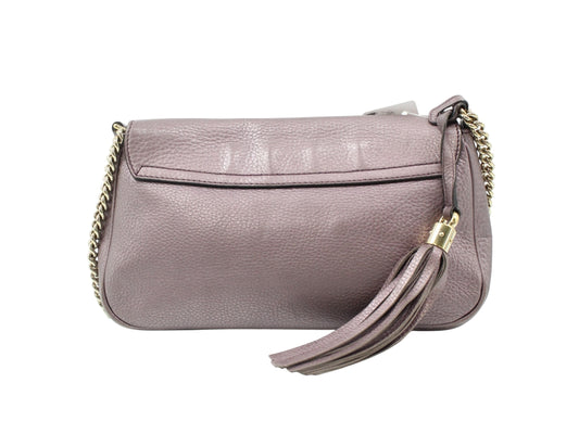 Gucci Soho Metallic Mauve Leather Chain Shoulder Bag