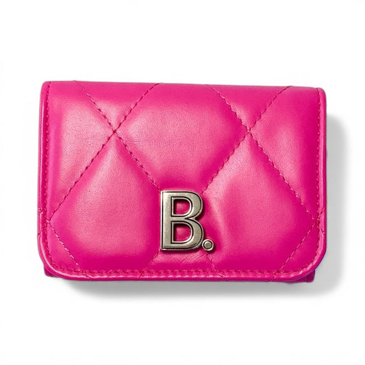 Balenciaga Pink Quilted Leather Card Holder / Mini Wallet