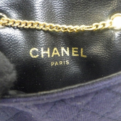Chanel Matelassé Cotton Mini Chain pouch– Navy