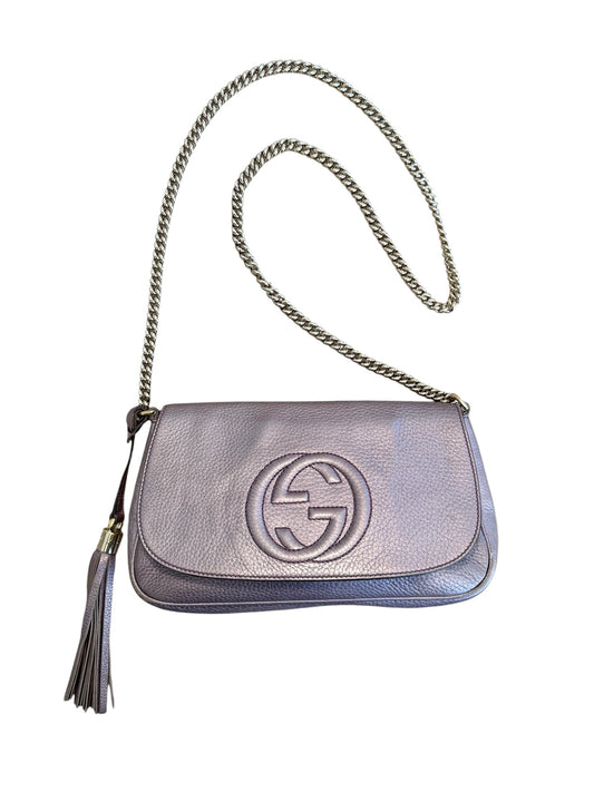 Gucci Soho Metallic Mauve Leather Chain Shoulder Bag