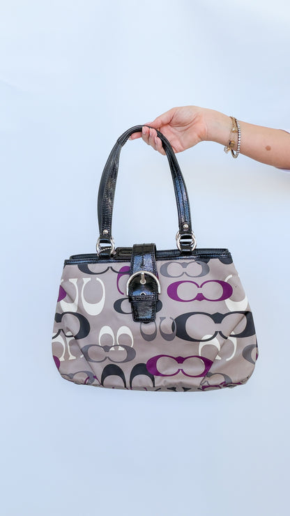 COACH Signature Patent Satchel Shoulder Bag