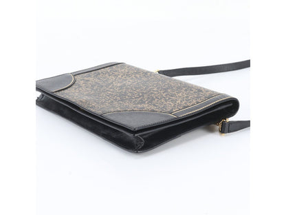 PRADA VINTAGE BLACK & GOLD DISTRESSED SHOULDER BAG