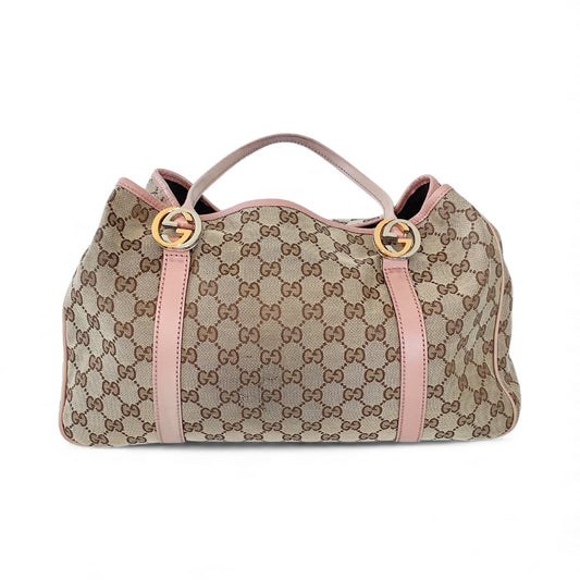 Gucci GG Canvas Pink Trim Tote Bag – Brown Monogram