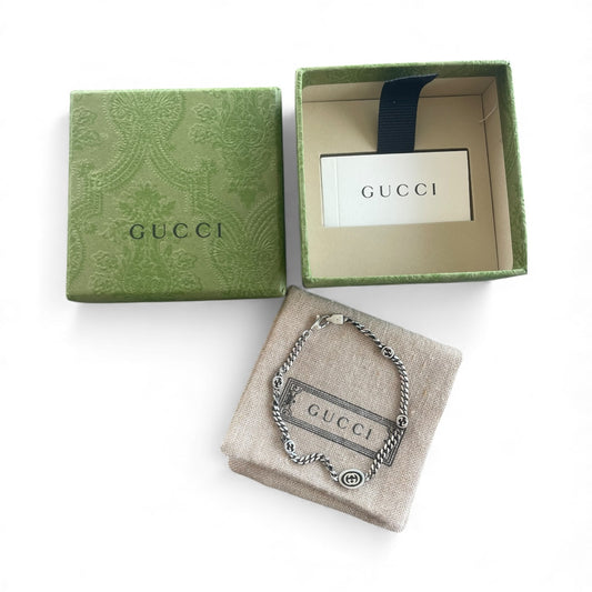 GUCCI Interlocking G Sterling Silver Bracelet