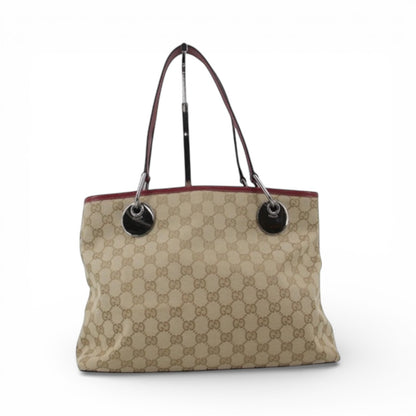 GUCCI GG CANVAS TOTE – BURGUNDY TRIM