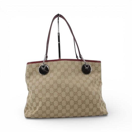 GUCCI GG CANVAS TOTE – BURGUNDY TRIM