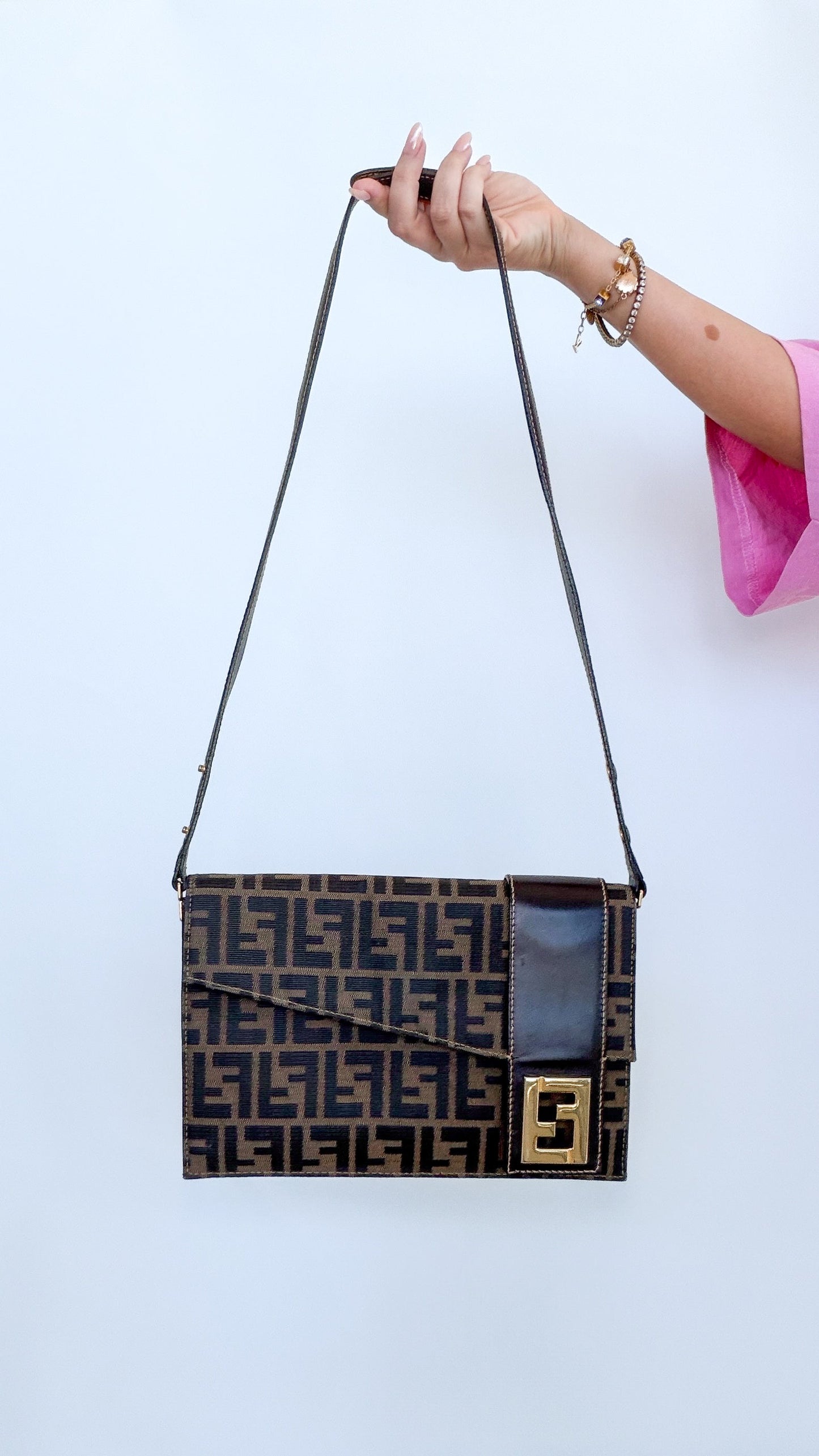 Fendi Zucca Canvas Shoulder/cross body Bag (Vintage FF Monogram)