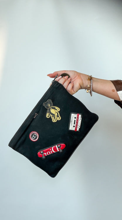Christian Dior Black Rubber Patch Clutch