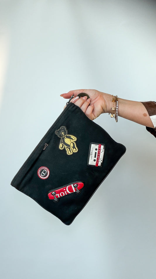 Christian Dior Black Rubber Patch Clutch