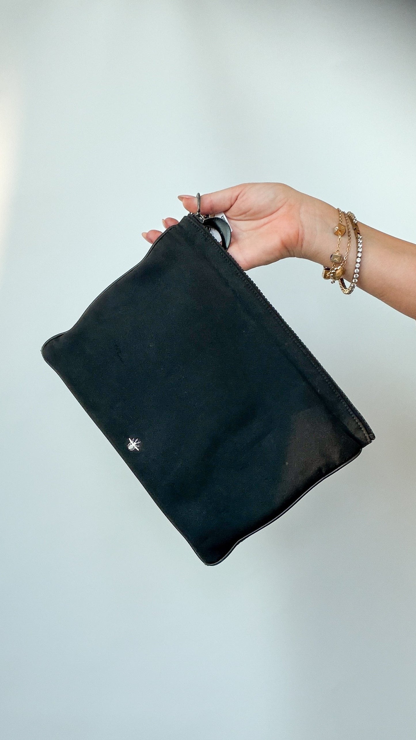 Christian Dior Black Rubber Patch Clutch