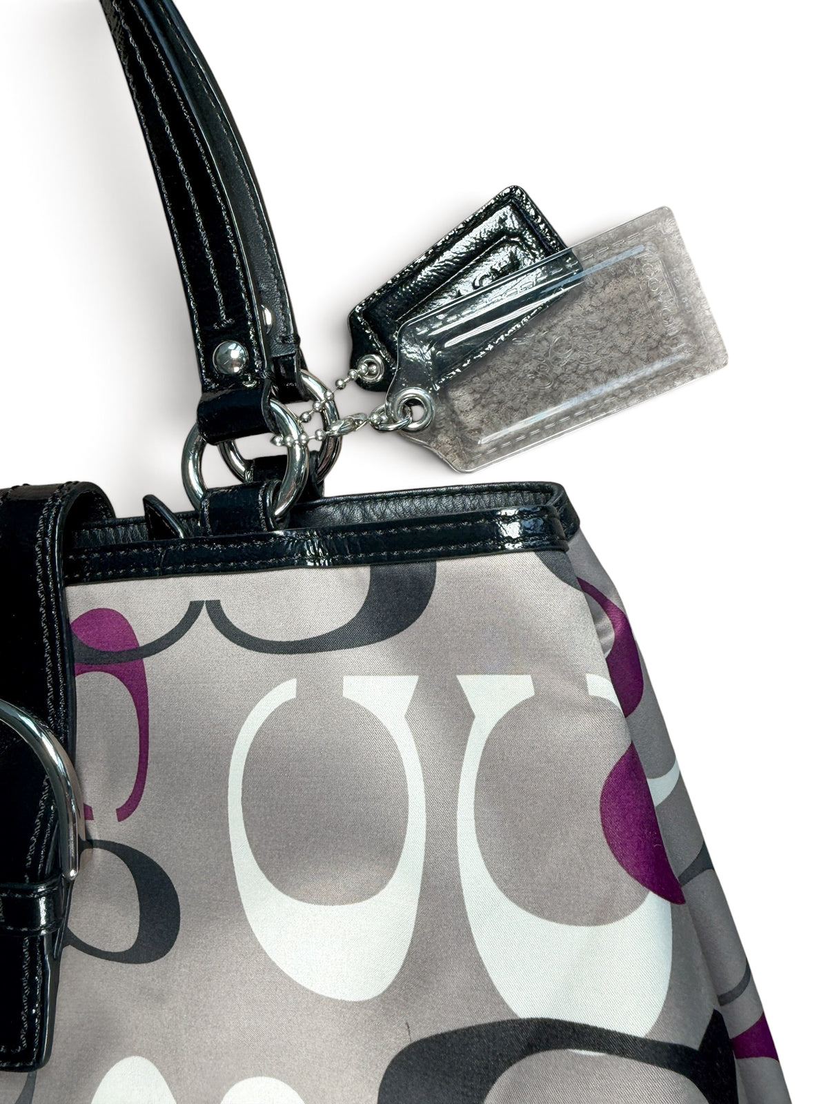 COACH Signature Patent Satchel Shoulder Bag