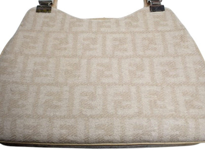 Fendi Zucchino Textured Shoulder Bag | Beige
