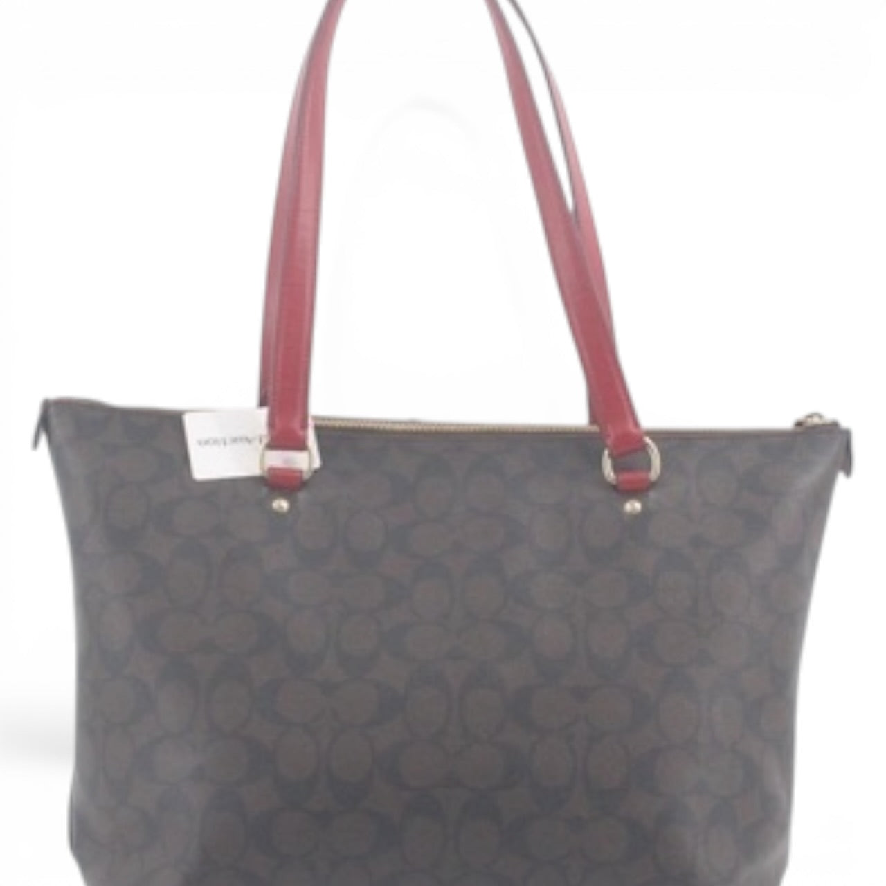 COACH Signature Tote with Red Handles