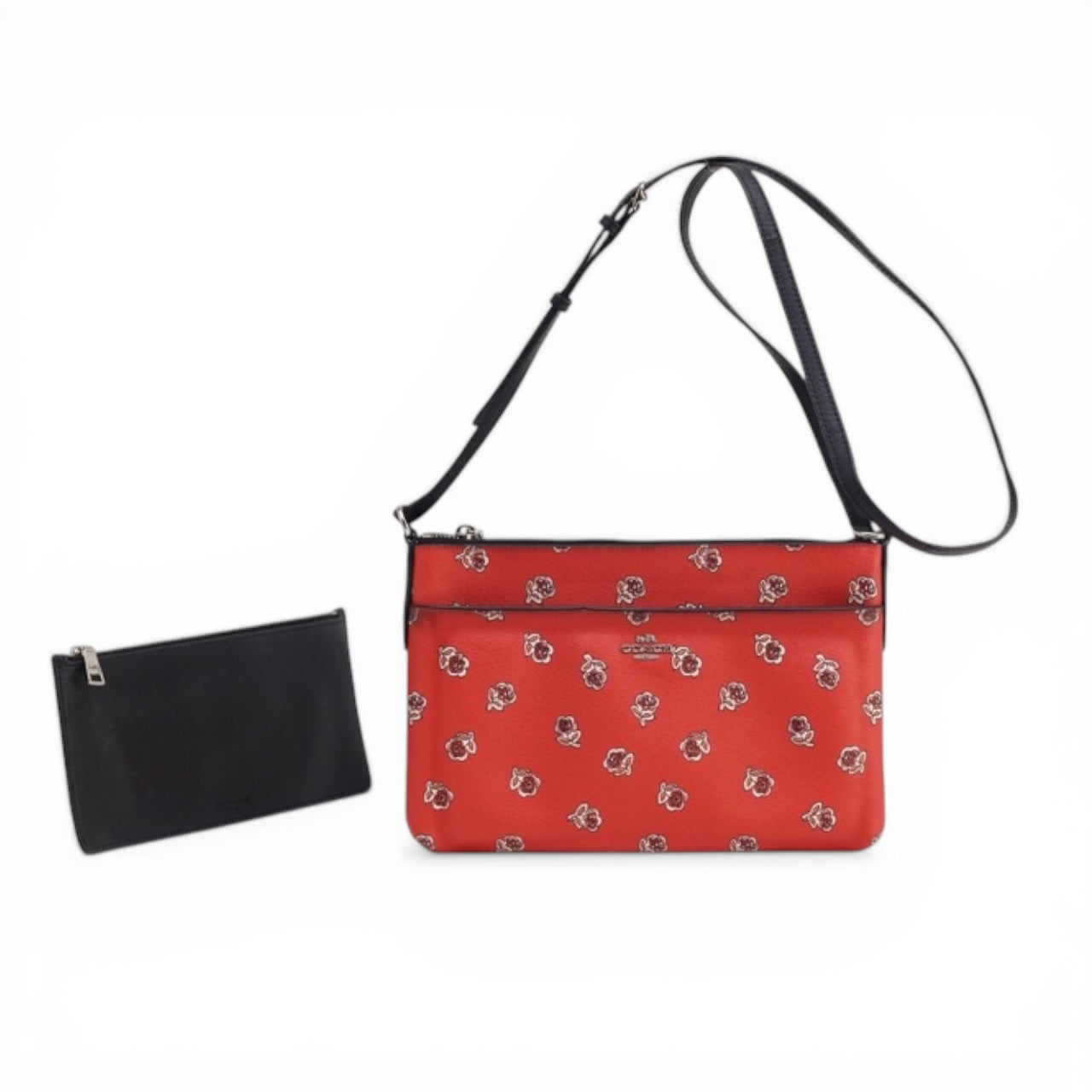 COACH RED CROSSBODY + POUCH SET