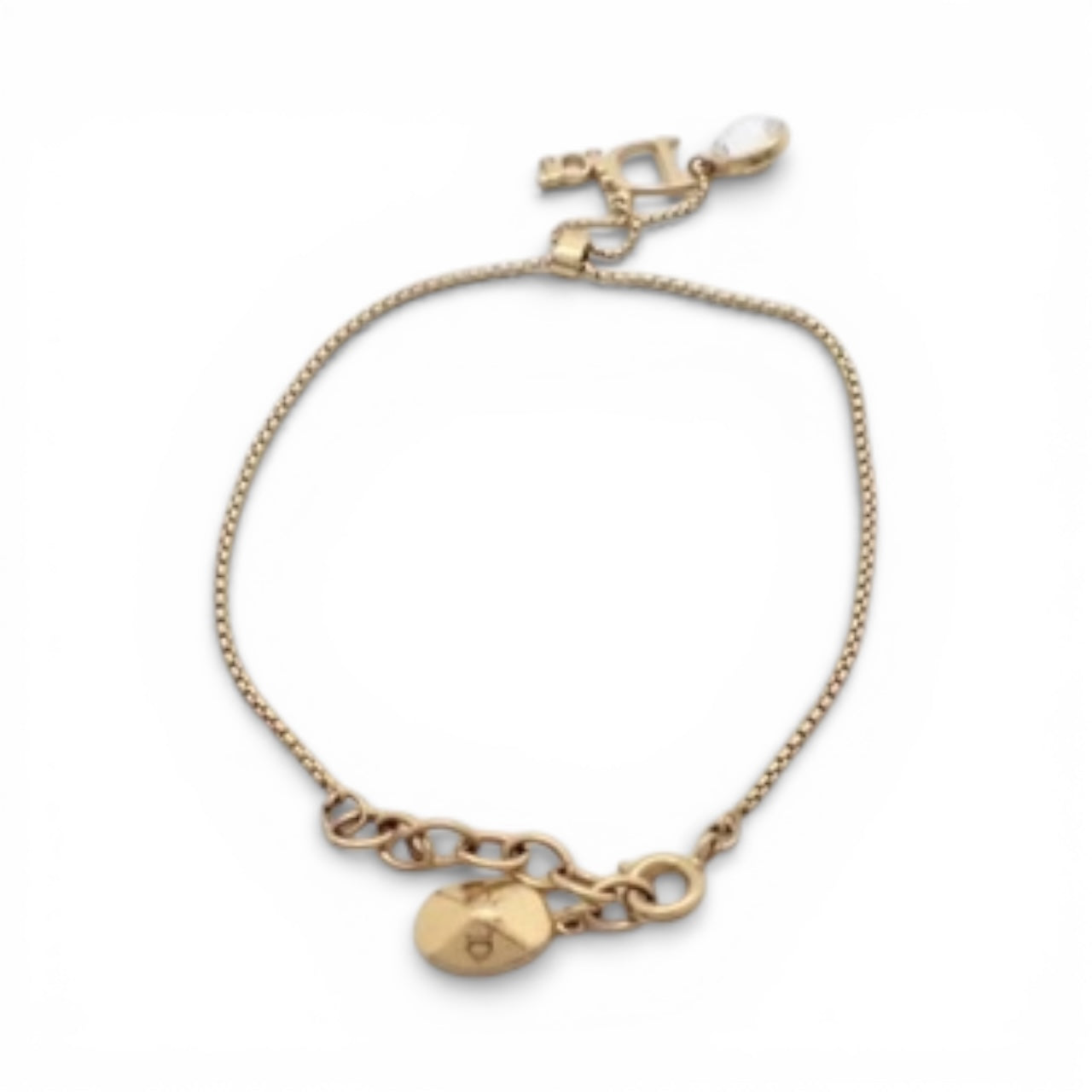 Dior Gold-Tone Bracelet with Crystal Charm
