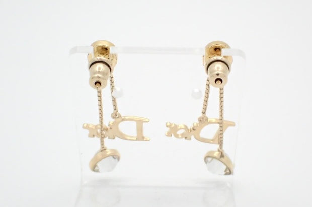 Christian Dior Rhinestone Logo Drop Earrings