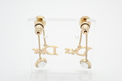 Christian Dior Rhinestone Logo Drop Earrings
