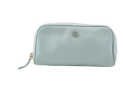 CHANEL LIGHT BLUE COSMETIC POUCH