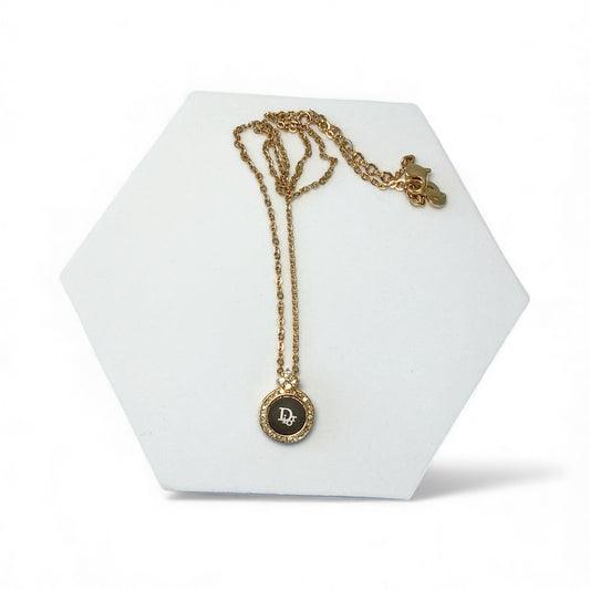 Christian Dior Gold Logo Pendant Necklace