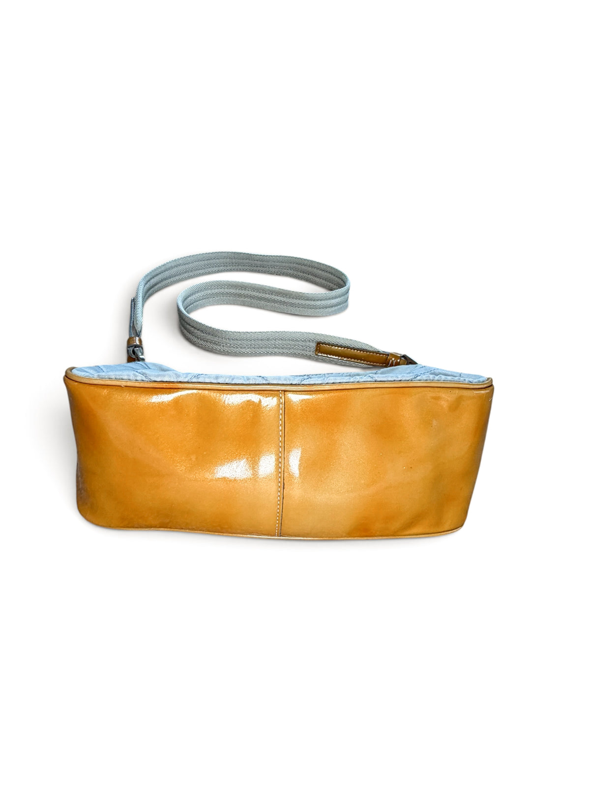 Prada Quilted Tessuto & Patent Shoulder Bag – Powder Blue & Mustard